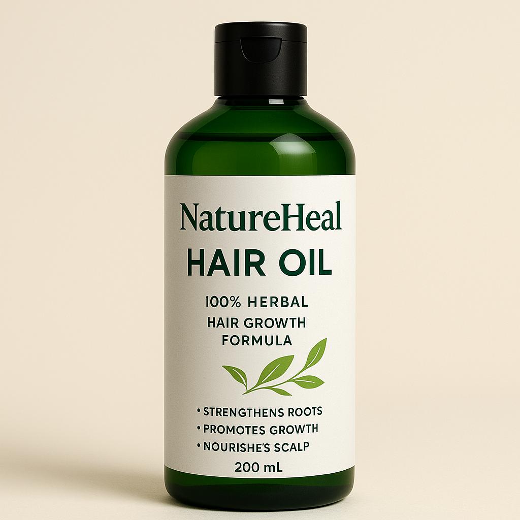 🌿 NatureHeal Herbal Hair Oil – 100% Natural Care for Strong, Shiny & Healthy Hair