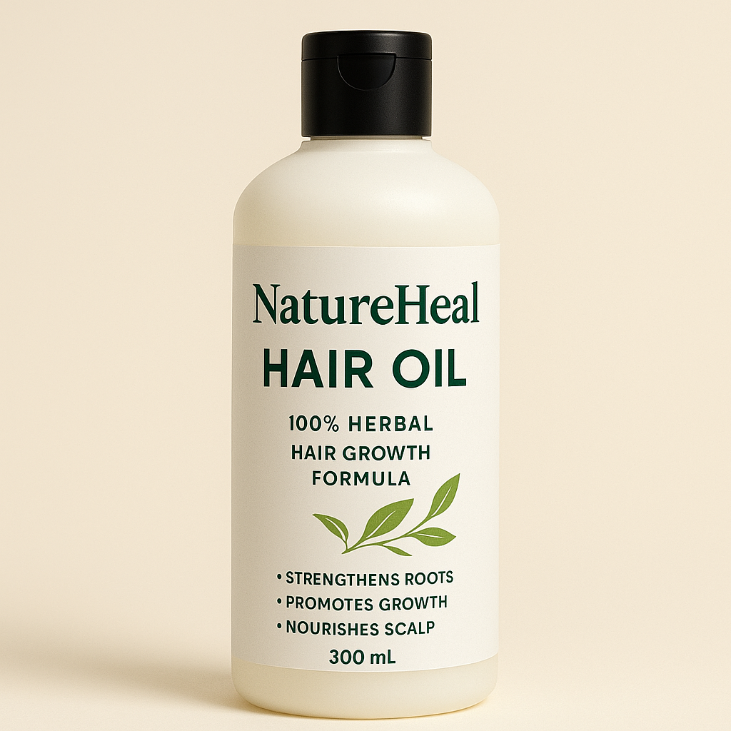 🌿 NatureHeal Herbal Hair Oil – 100% Natural Care for Strong, Shiny & Healthy Hair